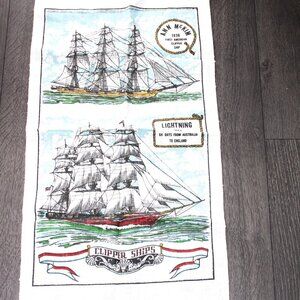 Ship Tea Towel Clipper Ann McKim 1836 Lightning 1854 Historic Nautical Vintage